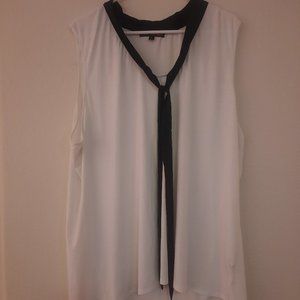 Heart Soul White Tank Top with Black Collar